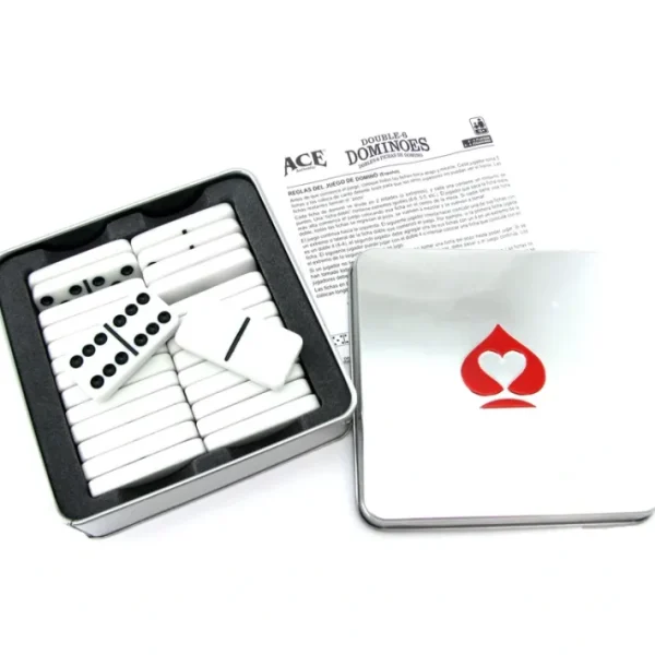 Ace Double Six Dominoes Game in Tin Case for 2 to 4 Players - 28 Dominoes - Your Source for Gaming Essentials Discount