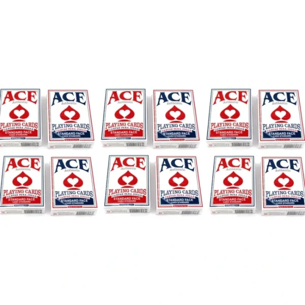 Ace Standard Size Playing Cards with Standard Faces - 6 Red Decks, 6 Blue Decks - Your Source for Gaming Essentials Flash Sale