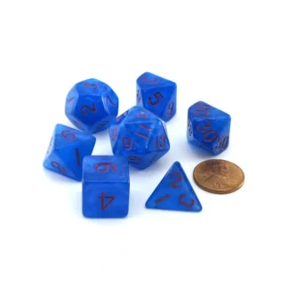 Acrylic Stardust 7-Die Polyhedral 16mm Dice Set - Blue with Purple Numbers - Your Source for Gaming Essentials Store