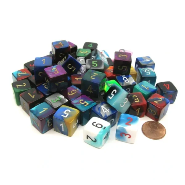 Bag of 50 Assorted Loose Gemini Polyhedral Numbered 15mm D6 Dice - Your Source for Gaming Essentials Fashion