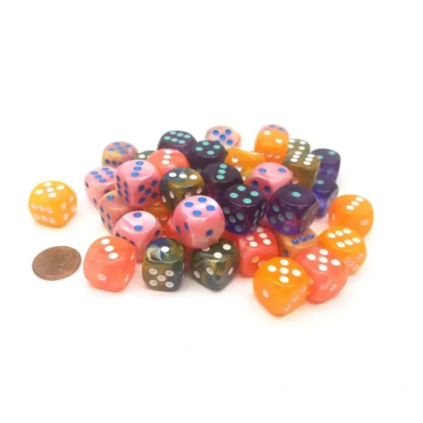 Bag of 50 Assorted Loose Lab Dice 16mm D6 Chessex Dice with Pips - Your Source for Gaming Essentials Clearance