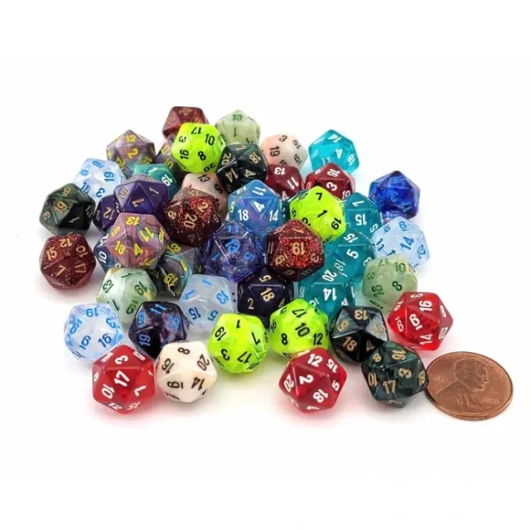 Bag of 50 Assorted Loose Mini 12mm D20 Dice - Your Source for Gaming Essentials Best