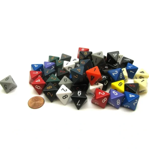 Bag of 50 Assorted Loose Opaque Polyhedral 15mm D8 Dice - Your Source for Gaming Essentials Best Sale