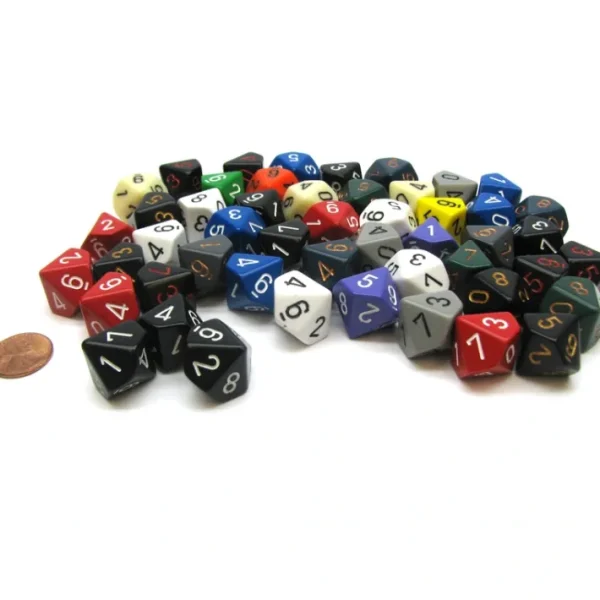 Bag of 50 Assorted Loose Opaque Polyhedral 16mm D10 Dice - Your Source for Gaming Essentials Shop