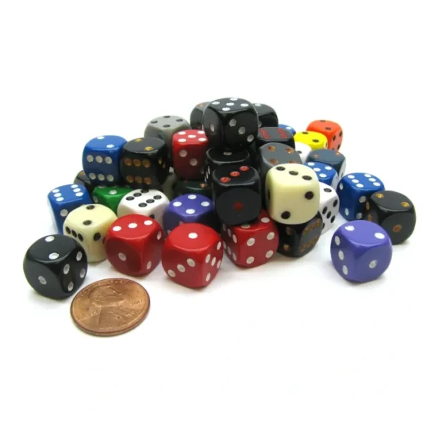 Bag of 50 Assorted Loose Opaque 12mm D6 Dice - Your Source for Gaming Essentials Cheap