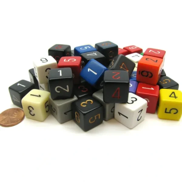 Bag of 50 Assorted Loose Opaque Polyhedral D6 Numbered Dice - Your Source for Gaming Essentials Best