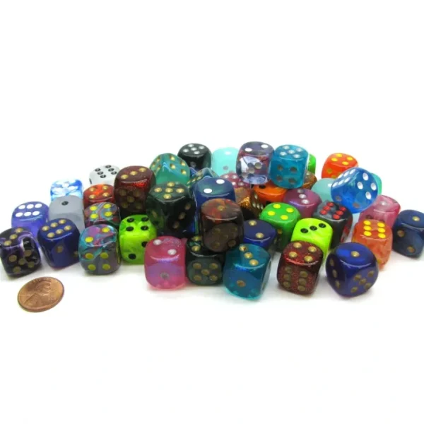 Bag of 50 Assorted Loose Signature 16mm D6 Dice - Your Source for Gaming Essentials Clearance