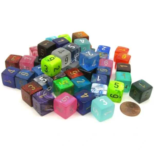 Bag of 50 Assorted Loose Signature Polyhedral Numbered 15mm D6 Dice - Your Source for Gaming Essentials Store