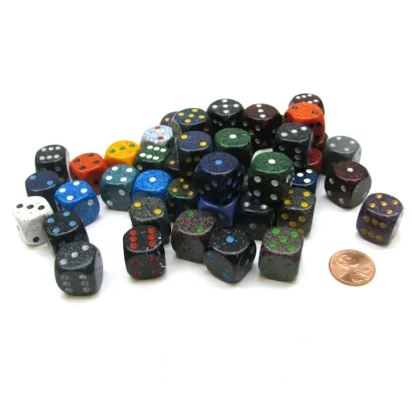 Bag Of 50 Assorted Loose Speckled 16mm D6 Chessex Dice with Pips - Your Source for Gaming Essentials Store