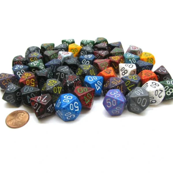 Bag of 50 Assorted Loose Speckled Polyhedral 16mm Tens D10 Dice - Your Source for Gaming Essentials Fashion