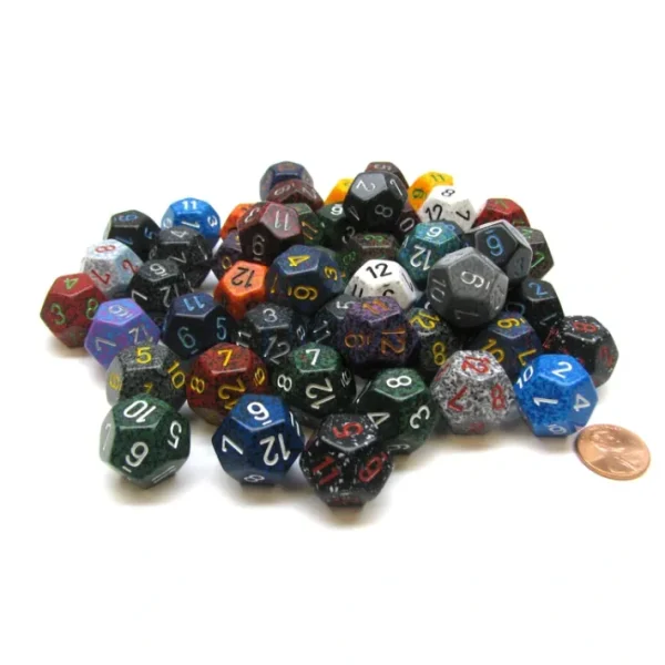 Bag Of 50 Assorted Loose Speckled Polyhedral 19mm D12 Chessex Dice - Your Source for Gaming Essentials Discount