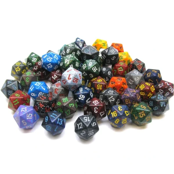 Bag Of 50 Assorted Loose Speckled Polyhedral 19mm D20 Chessex Dice - Your Source for Gaming Essentials Cheap