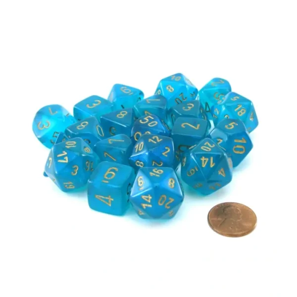 Bag of 20 Borealis Polyhedral Dice - Teal with Gold Numbers - Your Source for Gaming Essentials Sale