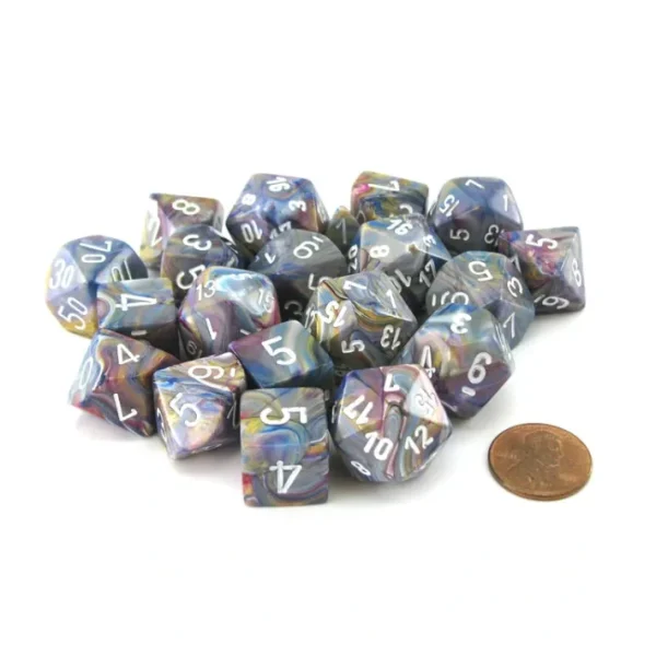 Bag of 20 Festive Polyhedral Dice - Carousel with White Numbers - Your Source for Gaming Essentials Sale