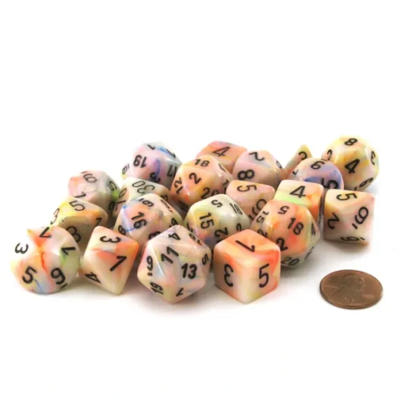 Bag of 20 Festive Polyhedral Dice - Circus with Black Numbers - Your Source for Gaming Essentials Best Sale