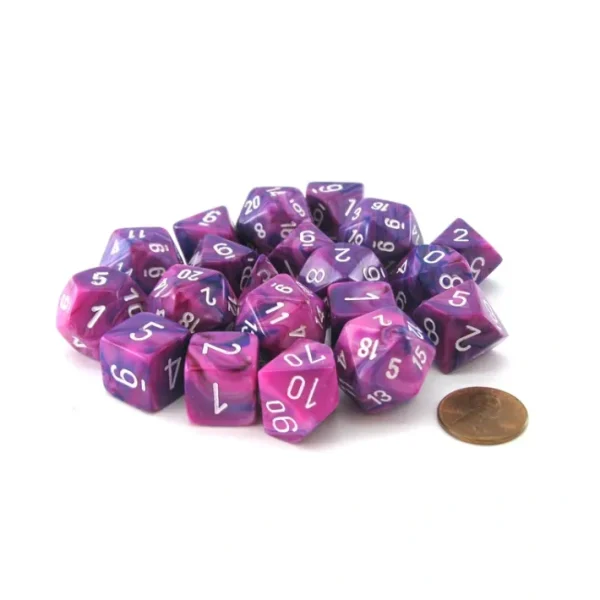 Bag of 20 Festive Polyhedral Dice - Violet with White Numbers - Your Source for Gaming Essentials Cheap