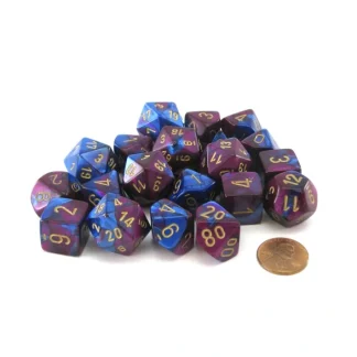 Bag of 20 Gemini Polyhedral Dice - Blue-Purple with Gold Numbers - Your Source for Gaming Essentials Sale