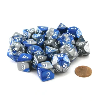 Bag of 20 Gemini Polyhedral Dice - Blue-Steel with White Numbers - Your Source for Gaming Essentials Best Sale