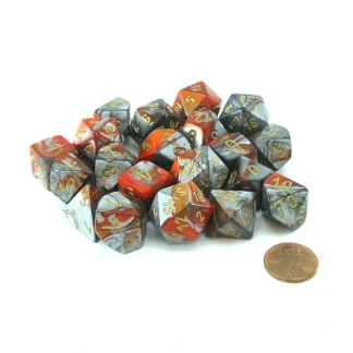 Bag of 20 Gemini Polyhedral Dice - Orange-Steel with Gold Numbers - Your Source for Gaming Essentials Best