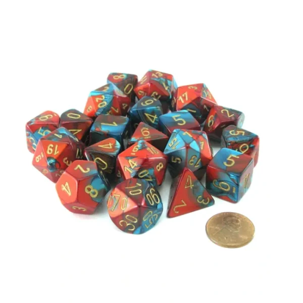 Bag of 20 Gemini Polyhedral Dice - Red-Teal with Gold Numbers - Your Source for Gaming Essentials Cheap