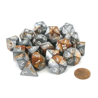 Bag of 20 Gemini Polyhedral Dice- Copper-Steel with White Numbers - Your Source for Gaming Essentials New
