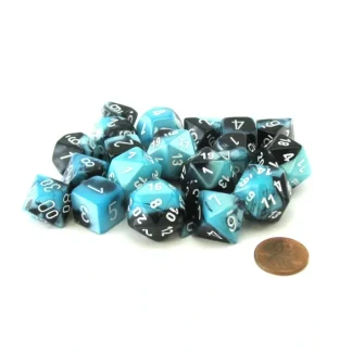 Bag of 20 Gemini Polyhedral Dice - Black-Shell with White Numbers - Your Source for Gaming Essentials Discount