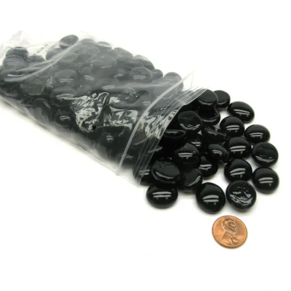 Bag of 100 Glass Stones Game Markers - Black - Your Source for Gaming Essentials Best