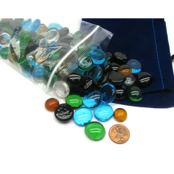 Bag of 100 Life Stones Game Markers - Assorted Colors with Storage Bag - Your Source for Gaming Essentials Store