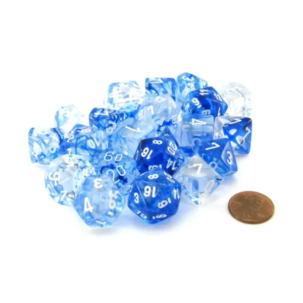 Bag of 20 Nebula Polyhedral Dice - Dark Blue with White Numbers - Your Source for Gaming Essentials Cheap