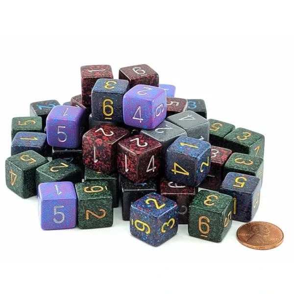 Bag of 50 Speckled 16mm D6 Numbered Dice - Your Source for Gaming Essentials Outlet