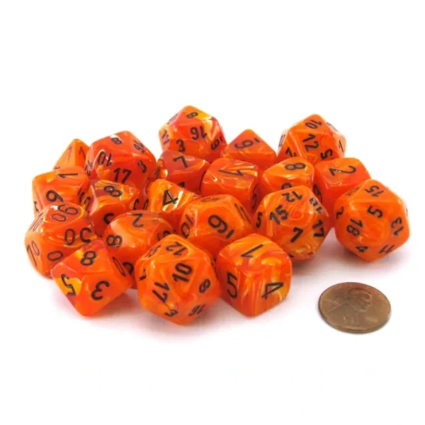 Bag of 20 Vortex Polyhedral Dice - Orange with Black Numbers - Your Source for Gaming Essentials Cheap