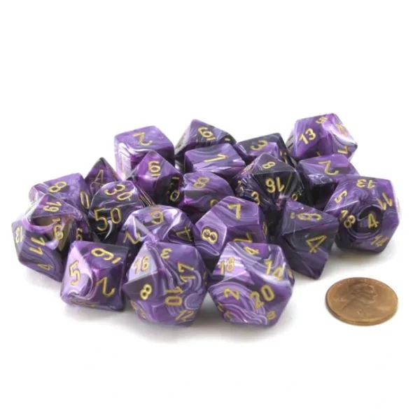 Bag of 20 Vortex Polyhedral Dice - Purple with Gold Numbers - Your Source for Gaming Essentials Flash Sale