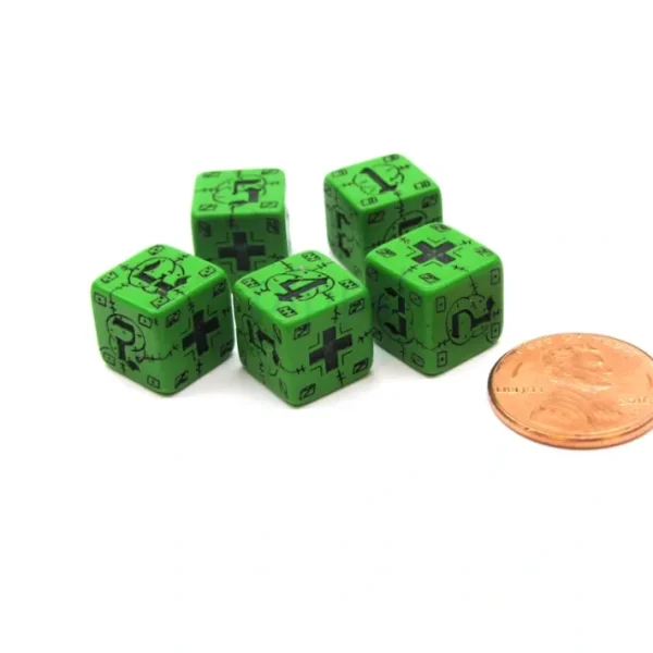 Battle Dice German 11mm D6 6-Sided 5 Piece Set - Green with Black Etches - Your Source for Gaming Essentials Best