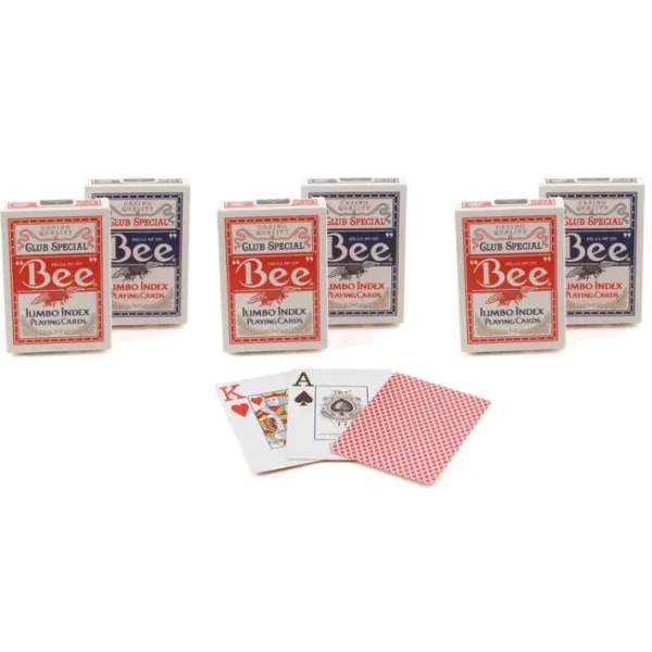 Bee Jumbo Index Poker Playing Cards - 3 Red and 3 Blue Decks - Your Source for Gaming Essentials Discount