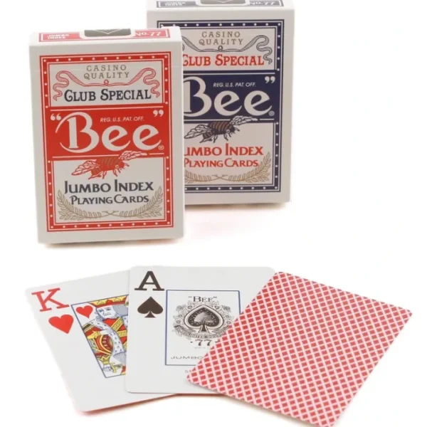 Bee Jumbo Index Poker Playing Cards - 1 Red and 1 Blue Deck - Your Source for Gaming Essentials Discount