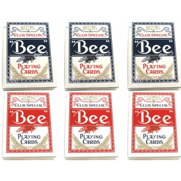 Bee No.92 Standard Index Poker Playing Cards - 3 Red and 3 Blue Decks - Your Source for Gaming Essentials Flash Sale