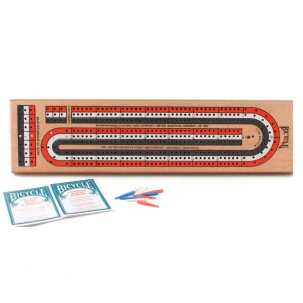 Bicycle 3 Track Wooden Cribbage Board with Pegs - Your Source for Gaming Essentials Store