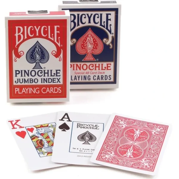 Bicycle Pinochle Jumbo Index Playing Cards - 1 Red and 1 Blue Deck - Your Source for Gaming Essentials Shop