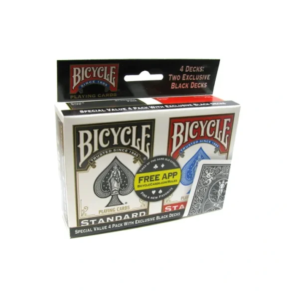 Bicycle Standard Index 4 Pack of Black and Red Playing Cards - Your Source for Gaming Essentials New