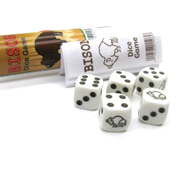 Bison Dice Game 5 Dice Set with Travel Tube and Instructions - Your Source for Gaming Essentials Cheap