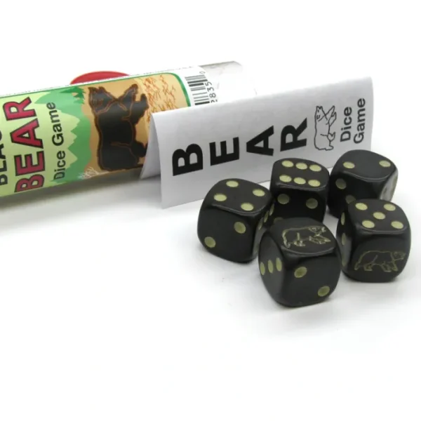 Black Bear Dice Game 5 Dice Set with Travel Tube and Instructions - Your Source for Gaming Essentials Best