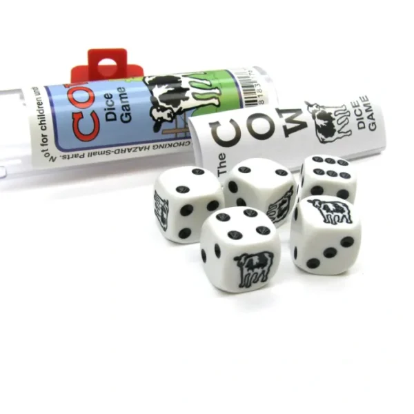 Black Cow Dice Game 5 Dice Set with Travel Tube and Instructions - Your Source for Gaming Essentials Outlet