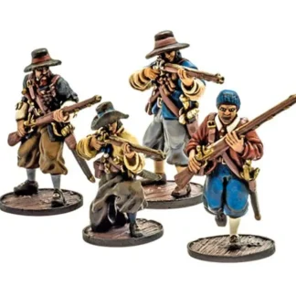 Tabletop Miniatures | Blood & Plunder: English Freebooters Unit (4 Pieces) Unpainted Metal Miniature - Your Source for Gaming Essentials