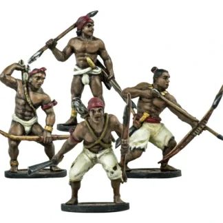 Tabletop Miniatures | Blood & Plunder Native American African Warriors Unit (4) Unpainted Metal Minis - Your Source for Gaming Essentials