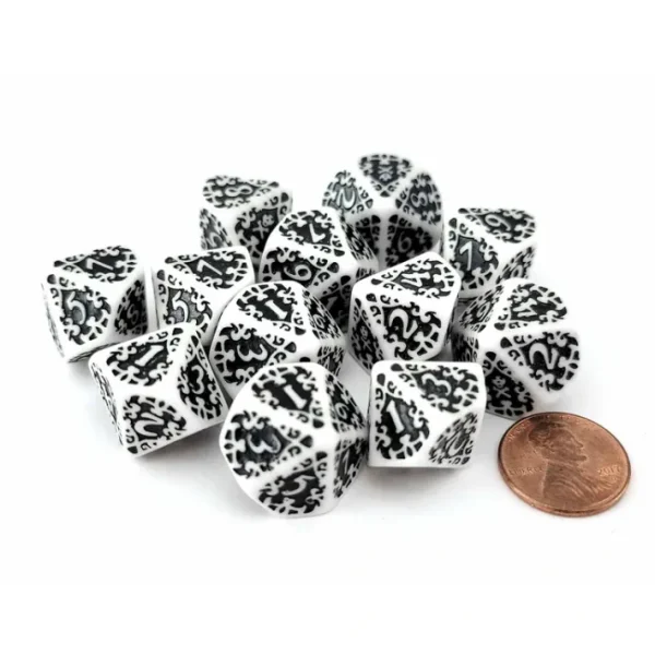 Blood & Plunder Pack of 12 D10 Unaligned Nationality Dice - White with Black - Your Source for Gaming Essentials Hot