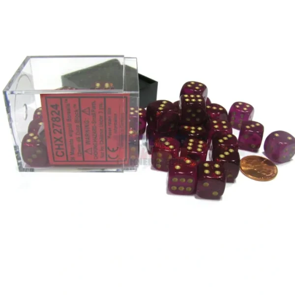 Borealis #2 12mm D6 Chessex Dice Block (36 Dice) - Magenta with Gold Pips - Your Source for Gaming Essentials Best Sale