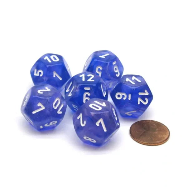 Borealis 12 Sided D12 Chessex Dice, 6 Pieces - Purple with White Numbers - Your Source for Gaming Essentials Discount