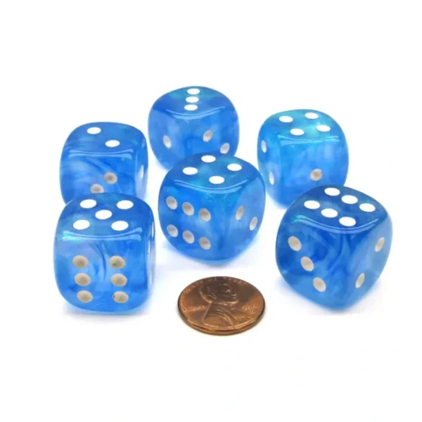 Borealis 20mm Big D6 Chessex Dice, 6 Pieces - Sky Blue with White Pips - Your Source for Gaming Essentials Best Sale