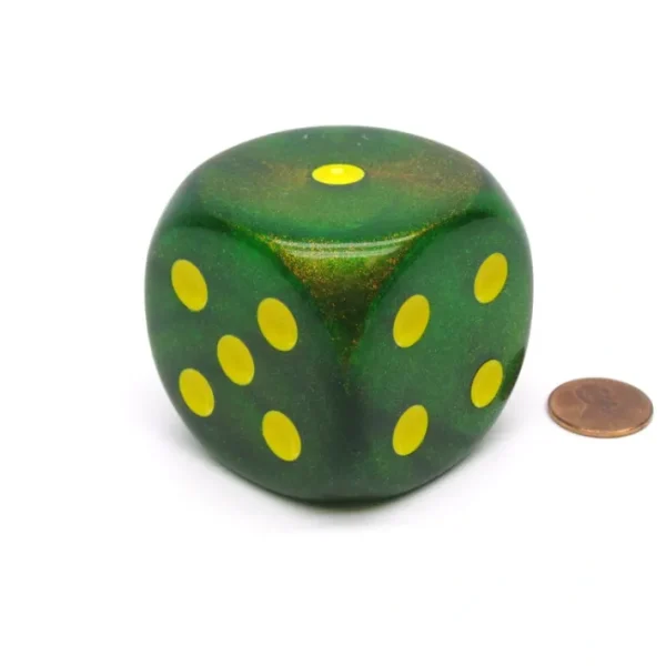 Borealis 50mm Huge Large D6 Chessex Dice, 1 Piece - Maple Green with Yellow Pips - Your Source for Gaming Essentials Best