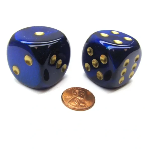 Borealis 30mm Large D6 Chessex Dice, 2 Pieces - Royal Purple with Gold Pips - Your Source for Gaming Essentials Best Sale